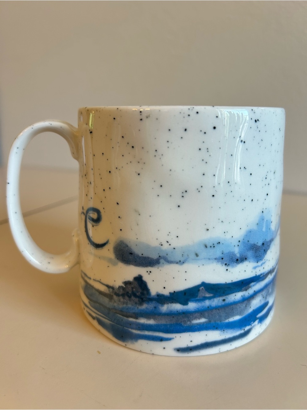 Anthropologie Stoneware Buoyant Letter Mug C Monogram Blue White Nautical - Picture 3 of 6